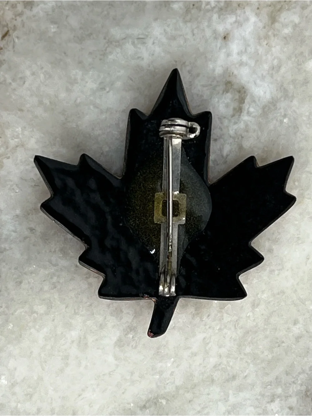 Vintage Maple Leaf Enamel Pin, Yellow, Orange & Black